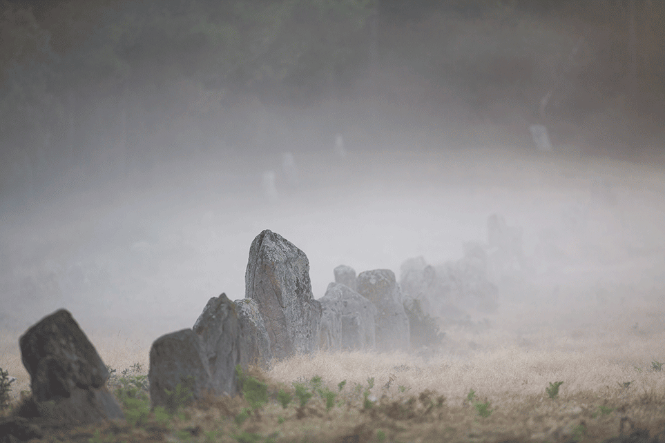 Menhirs de Carnac sous la brume